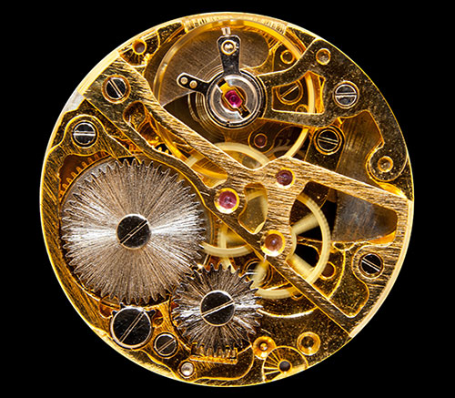 mécanisme d’une montre à gousset en or